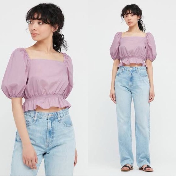 Uniqlo Tops - Uniqlo Lavender Puff Sleeve Blouse